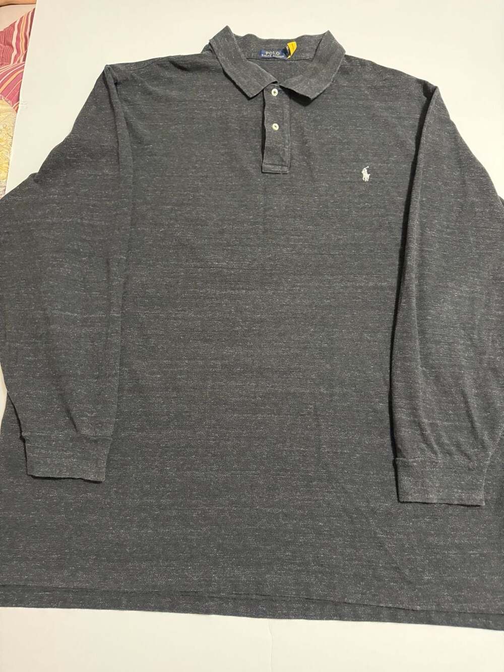 Polo Ralph Lauren Men's Dark Gray Heathered Long Sleeve Polo Shirt Size 4XLT